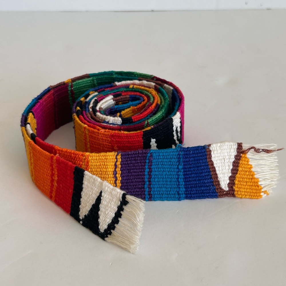 Multicolor Striped Woven Belt hand made South American